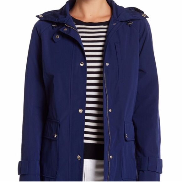 Kate Spade New York Jacket EUC Front Button Hooded Coat in Blue Size XS fits S M - Picture 4 of 8